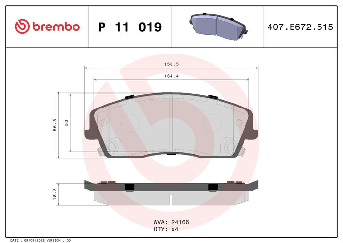 Bremsbelagsatz vorne , passt zu: CHRYSLER 300C; DODGE CHALLENGER, CHARGER; LA...