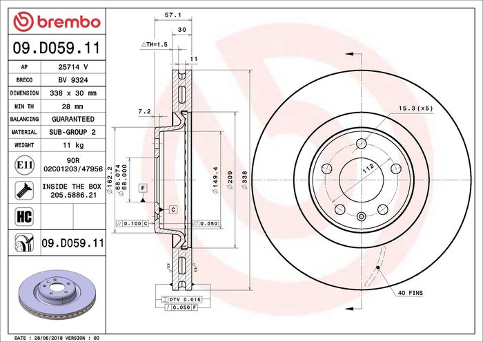 Bremsscheibe vorne L/R passt zu: AUDI A4 ALLROAD B9, A4 B8, A4 B9, A5, A6 C7,...