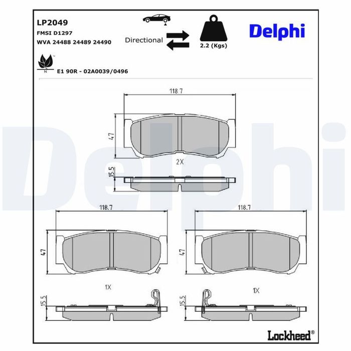 Bremsbelagsatz hinten , passt zu: HYUNDAI H-1, H-1 / STAREX, H-1 CARGO, SANTA...