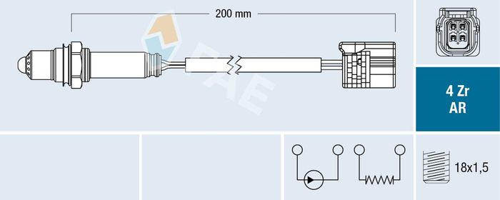 Lambdasonde (anzahl der Leitungen 4, 200mm) passt zu: HONDA CIVIC VIII 1.4 09...
