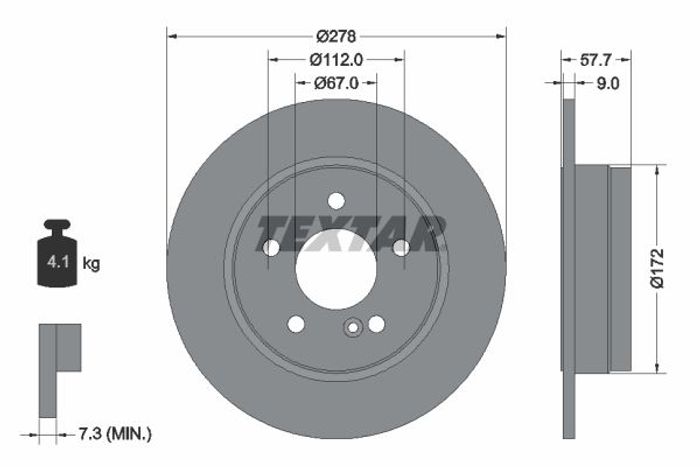 Bremsscheibe hinten L/R (ohne Radschraube) passt zu: MERCEDES C (C204), C (W2...