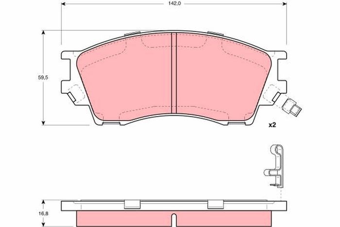 Bremsbelagsatz vorne (mit Extras), passt zu: MAZDA XEDOS 9 2.0/2.3/2.5 07.93-...