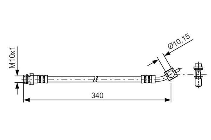 Bremsleitung elastisch hinten R (länge 330mm, M10x1/Banjox1,5) passt zu: VOLV...