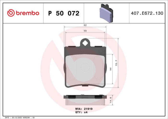 Bremsbelagsatz hinten , passt zu: MERCEDES C (CL203), C (W202), C (W203), C T...