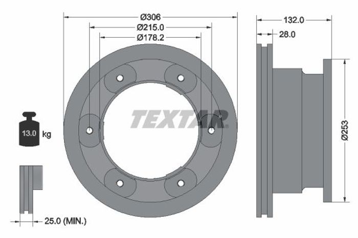 Bremsscheibe hinten L/R (306mmx28mm) passt zu: IVECO DAILY IV, DAILY V, DAILY...