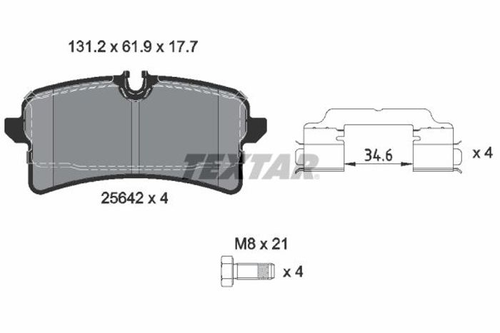 Bremsbelagsatz hinten (mit Bremssattelführungsschrauben), passt zu: BENTLEY M...