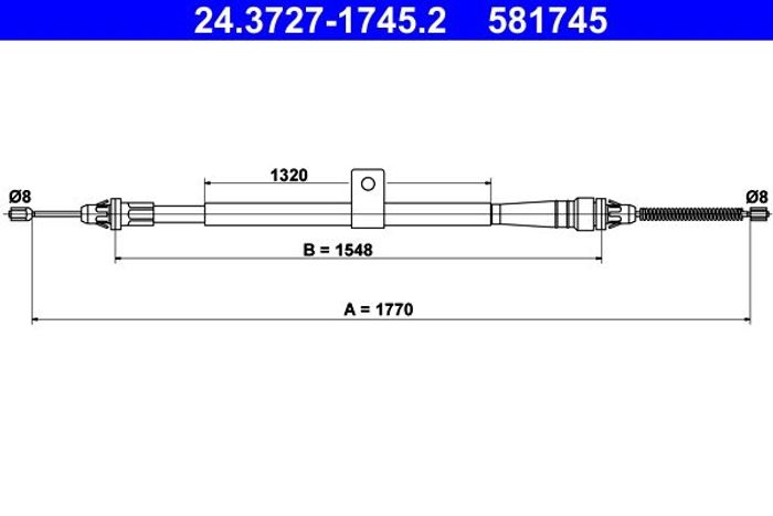 Handbremsseil hinten R (1770mm/1548mm) passt zu: NISSAN NOTE 1.4-1.6 01.06-08.13