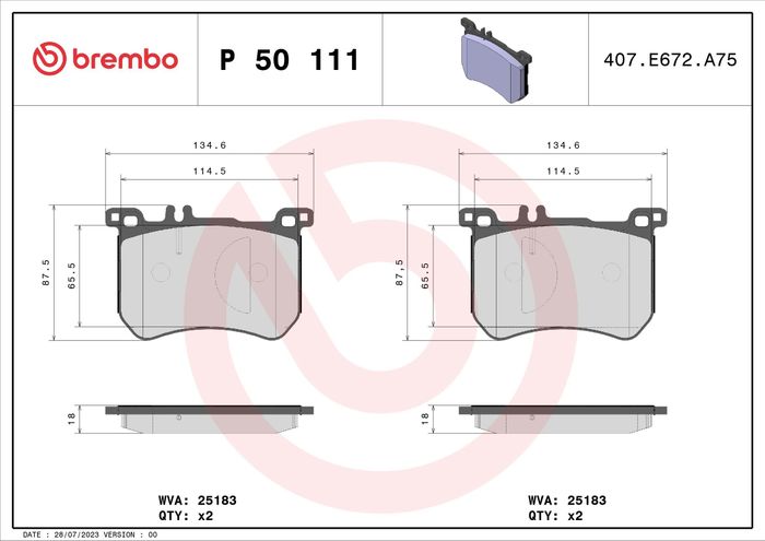 Bremsbelagsatz vorne , passt zu: MERCEDES S (W222, V222, X222), SL (R231) 2.9...