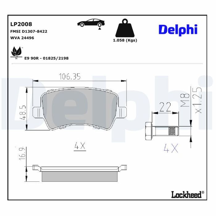 Bremsbelagsatz hinten , passt zu: VOLVO S60 II, S80 II, V60 I, V70 III, XC60...