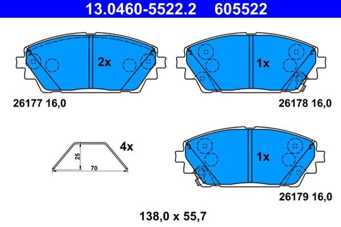 Bremsbelagsatz vorne (mit Extras), passt zu: MAZDA 3 1.5-2.0H 11.18