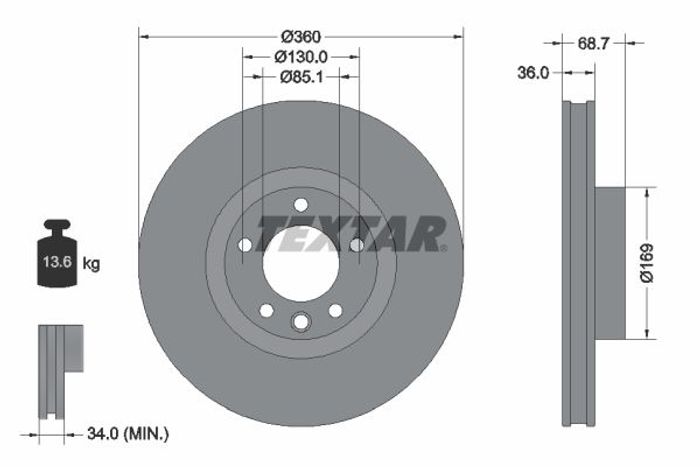 Bremsscheibe vorne R passt zu: PORSCHE CAYENNE; VW TOUAREG 3.0D-4.8 11.04-05.18
