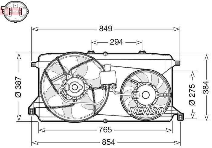 Kühlerlüfter (mit Gehäuse) passt zu: FORD TRANSIT, TRANSIT TOURNEO 2.2D-2.3LP...