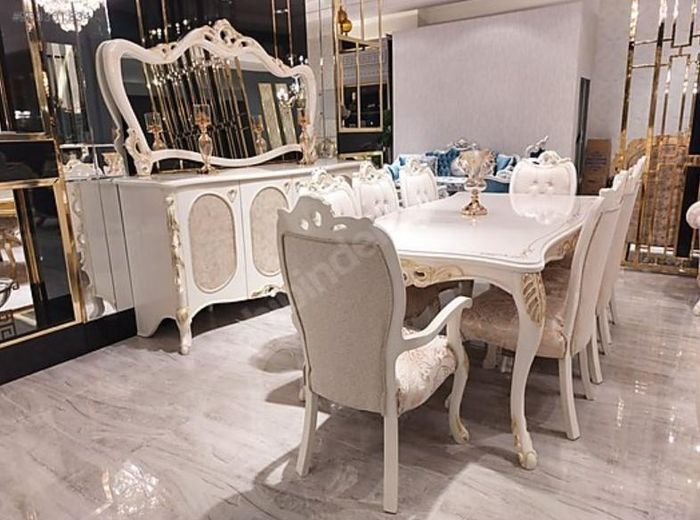Esszimmer Tisch 8 x Stuhl Sideboard Spiegel Anrichte Garnitur 10tlg.