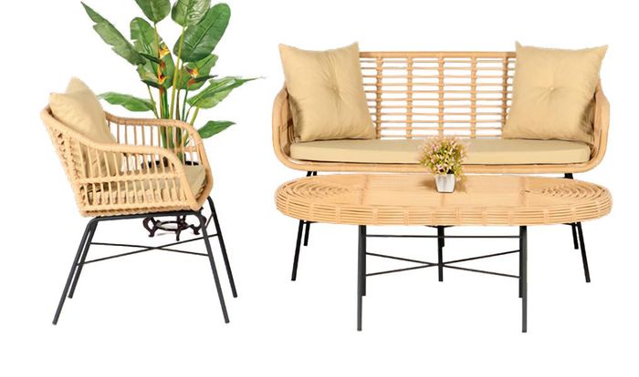 GartenMöbel Set 3tlg Möbel Sitzmöbel Sofagarnitur Terrasse Tisch Sofa Couchtisch
