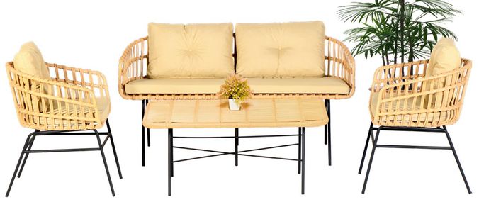 Garten Möbel Sitzmöbel Sofagarnitur Terrasse Tisch Sofa Couch 4tlg. Set Modern