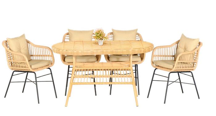 Esstisch 4x Stühle Garten Möbel Set 5tlg Terrasse Balkon Luxus Design Garnitur