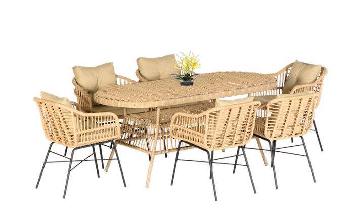 Set 7tlg. GartenMöbel Esstisch Stühl Terrasse Balkon Luxus Hochwertiges Garnitur
