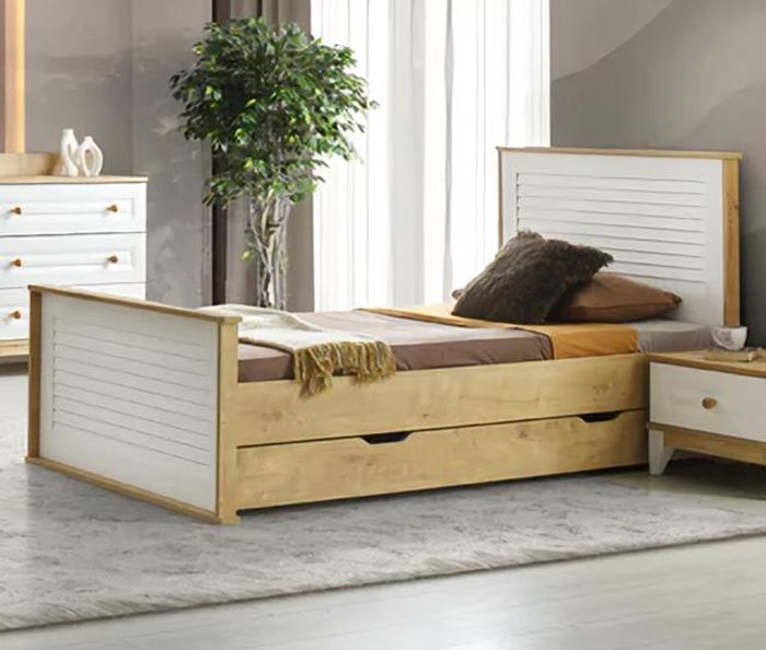 Bettrahmen Kinderbett Bett Kinderzimmer Kinderzimmermöbel Weiß Braun