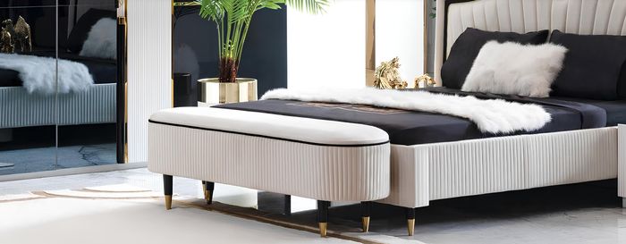 Hocker Polster Sitz Design Textil Relax Luxus Fußhocker Sofa Sitzbank Stoff Neu