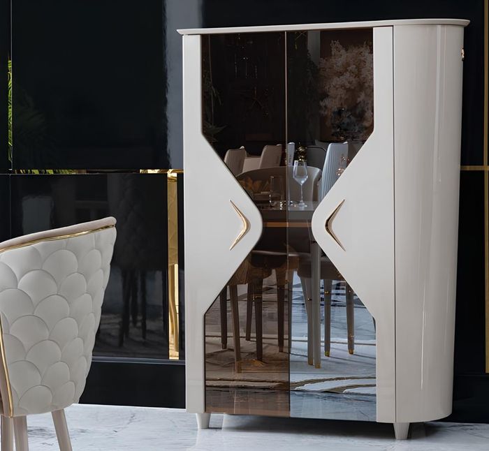 Vitrinen Schrank Echtholz Anrichte Vitrine Massiv Esszimmer Möbel Massive Holz