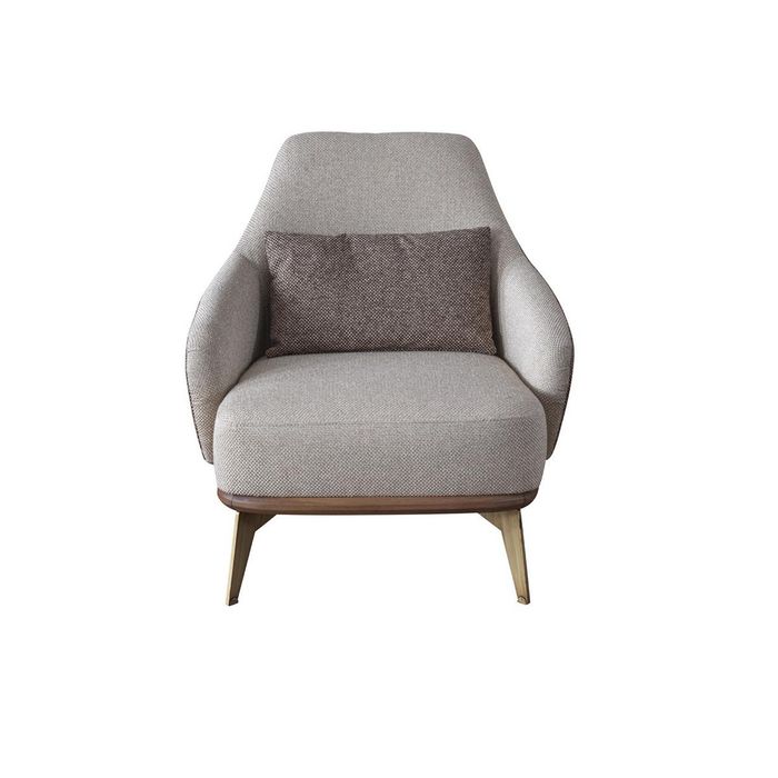 Exklusiver Sessel Wohnzimmer Textil Einsitzer Design Stilvolle Holzfüße