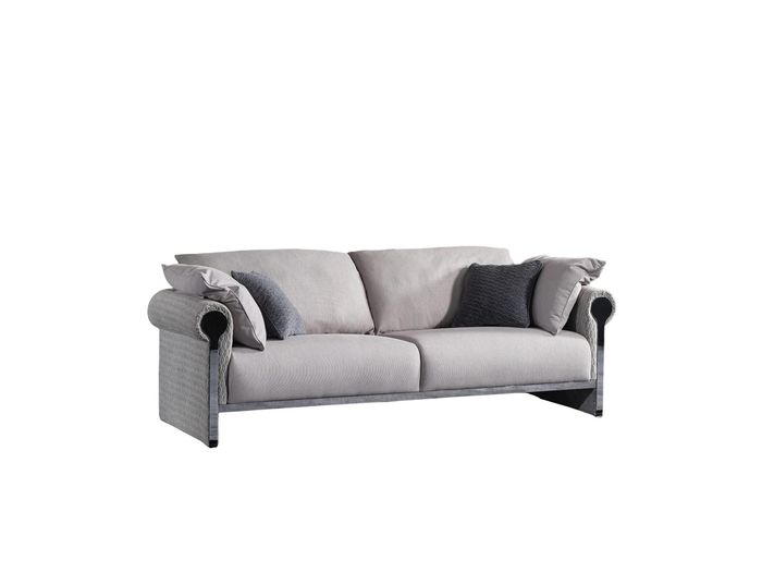 Graues Holz-Textil 3-Sitzer Sofa modern und elegant