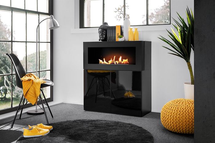Kommode mit eingebautem Kamin Modern Designer Schrank Wohnzimmer