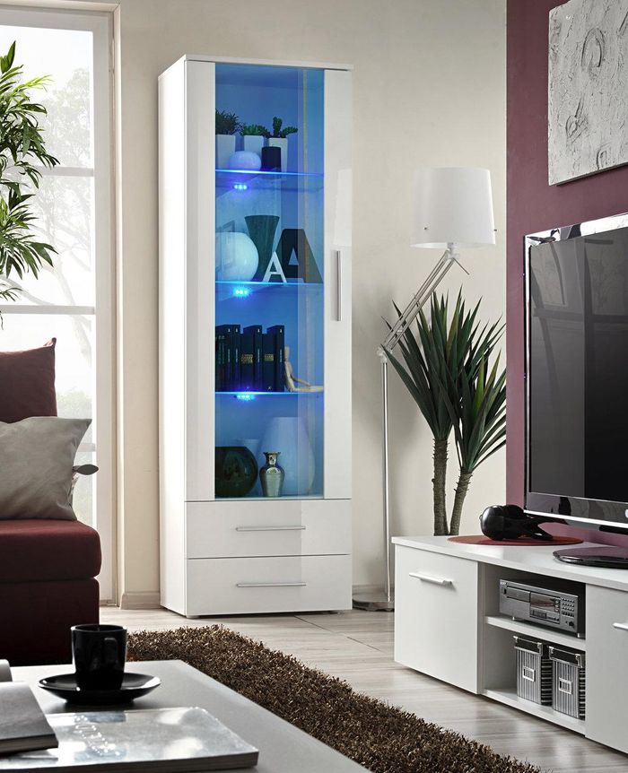 Vitrine Design Schrank Holz Moderne Neu Weiß Holz Einrichtung Wohnzimmermöbel