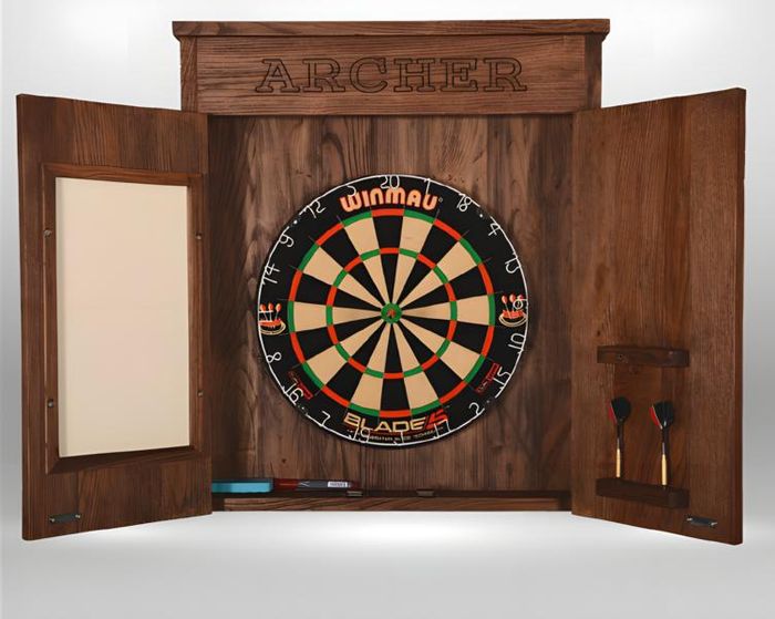 Vintage Darts-Set aus Holz in Braun mit rustikalem Design