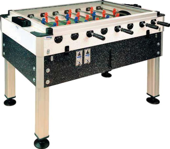 Schwarzer Aluminium-MDF Tischkicker im modernen Design