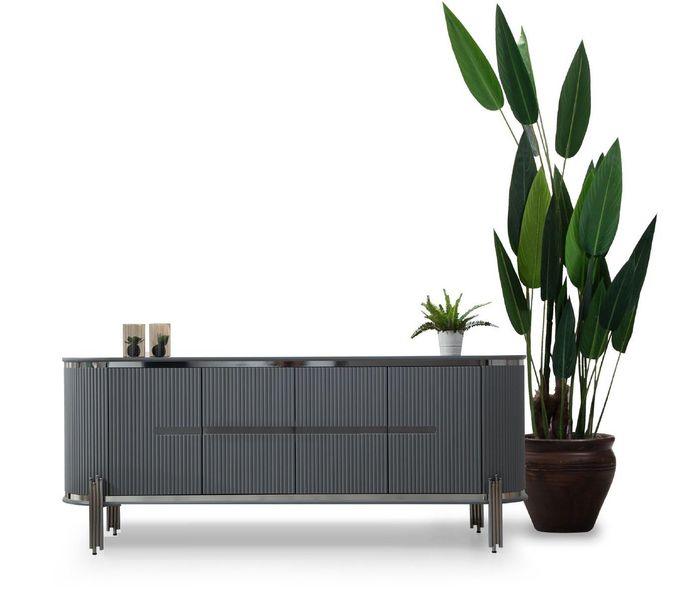 Graues Sideboard Luxus Kommode Anrichte Schrank Esszimmermöbel Holzmöbel