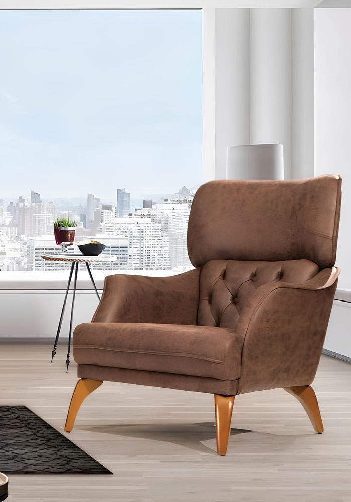 Luxus Einsitzer Sessel Couch Polster Möbel Chesterfield Desing Sofa Leder Neu