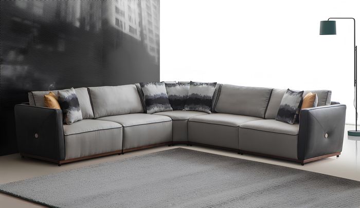 Ecksofa Sofas L-Form Großes Sofa Eck Wohnzimmer Polyester Modern Luxus Stoff Neu