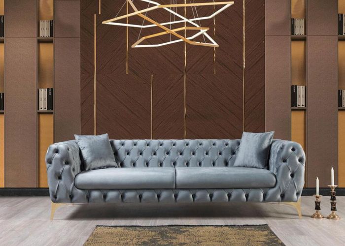 Dreisitzer Sofa Luxus Chesterfield 3 Sitzer Couches Grau Sofas Samt Neu Couch