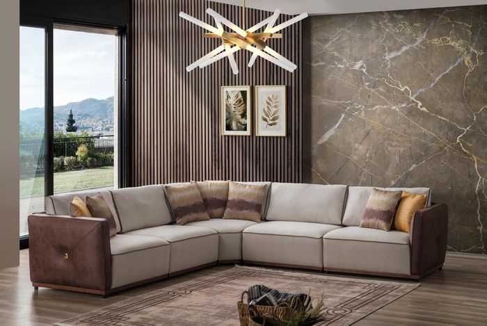 Luxus Ecksofa Sofas L-Form Großes Sofa Eck Wohnzimmer Polyester Modern Stoff Neu