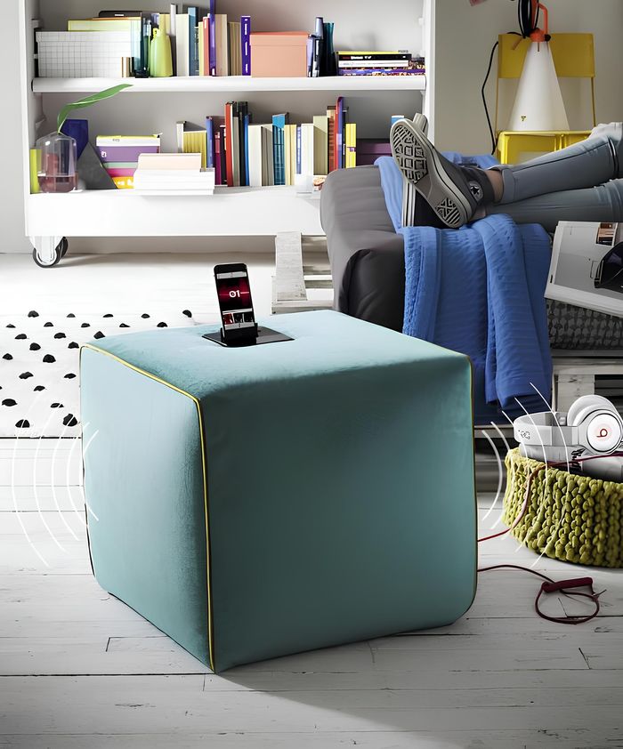 Hocker Ladestation Handy Polsterhocker Sitzhocker Hocker Ottomane Pouf Fußhocker