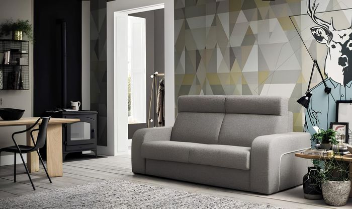 Moderne Design Luxus Sofa 2 Sitzer Möbel Wohnzimmer Design grau Textil alfitalia