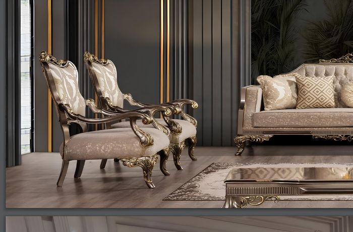 Sessel Klassischer Polster Einsitzer Barock Rokoko Chesterfield Wohnzimmer Neu