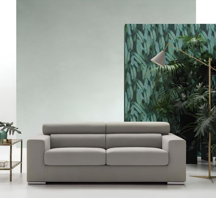 Sofa 3 Sitzer Couch Moderne Luxus Polster Sitz Sofa Textil Grau Stoff alfitalia