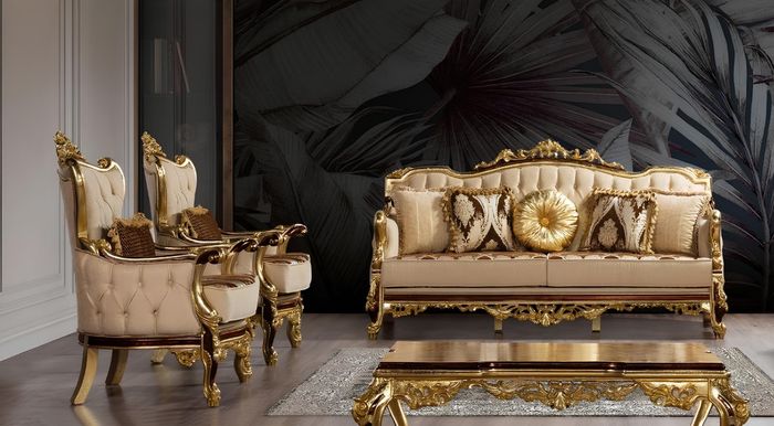 Garnitur Sofagarnitur 3+1+1 Sitz Sofa Sofas Sessel Luxus Set Design Barock Couch