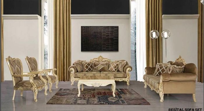 Exklusive Sofagarnitur Braune Couch Barock Rokoko Tisch 5tlg. Sofa