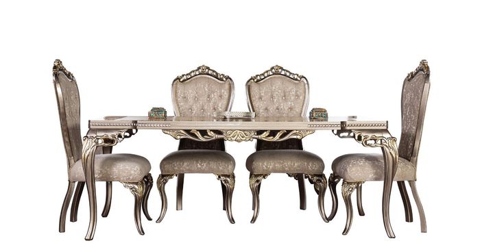 Esstisch Essgruppe Holz Tisch Stuhlgruppe 4x Lehnstuhl Set Holz Barock