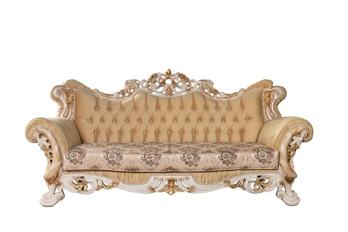 Chesterfield Barock Dreisitzer Couch Möbel Sofa Couchen Stoff Beige