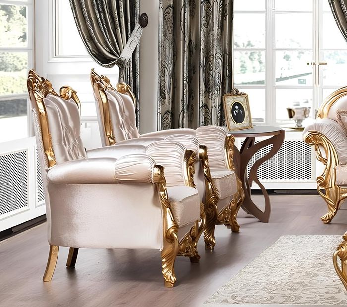 Sessel Ohrensessel Luxus Stoff Sitz Sitzer Design Polster Barock Textil Möbel