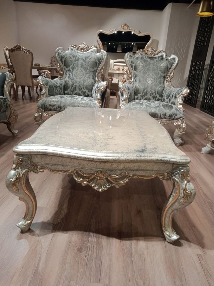 Klassischer Thron Sessel Möbel Barock Lehnstuhl Chesterfield Samt Stuhl