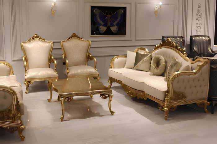 KlassischeSofagarnitur 311 Sitzer Couchgarnitur Holz Sessel Textil Komplett Neu