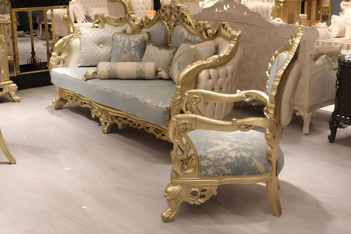 Chesterfield Sofa 3er JV Möbel 3 Sitzer Polster Sofa Klassisch Textil Holz Neu