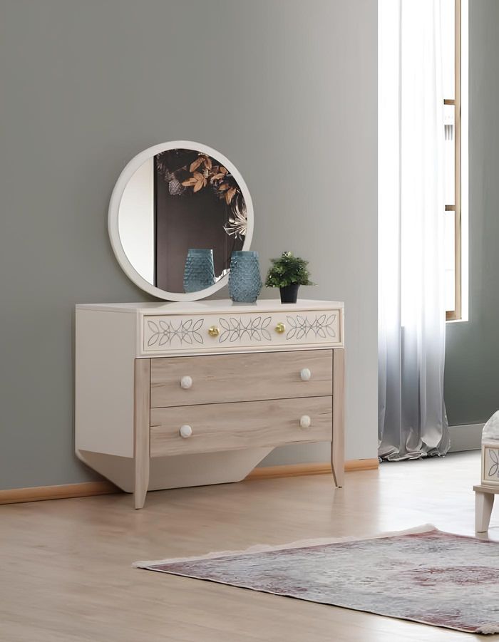 Set Kommode mit Spiegel Schminktisch Konsole Kommoden Holz Modern Schlafzimmer