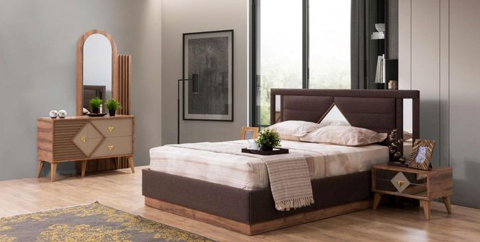 Set Bett Kommode Schlafzimmer 2x Nachttisch Betten Komplett Set Holz Möbel 4 tlg