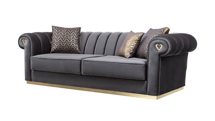 Sofa 3 Sitzer Luxus Elegantes Modern Design Holz Möbel Polster Stoff Neu